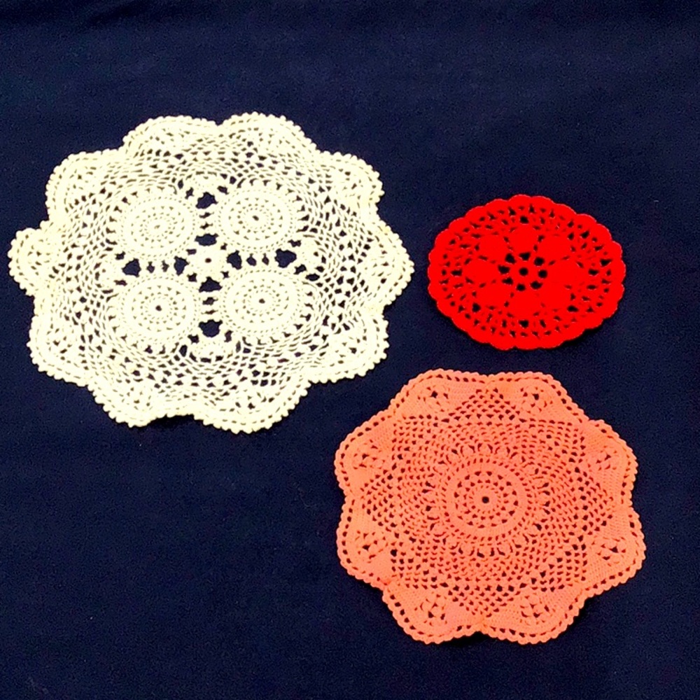 Crochet Doily trio EUC